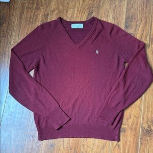 Vintage Christian Dior Men’s Medium V-Neck Burgundy Knit Sweater Pullover
